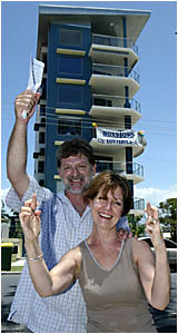 BRISBANE couple Steve and Christine Langridge hope their luck is in when the Boystown Lottery prize unit at Bilinga is drawn on BRISBANE couple Steve and Christine Langridge hope their luck is in when the Boystown Lottery prize unit at Bilinga is drawn on