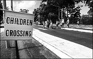 Calls are being made to install flashing lights in school speed zones to remind motorists to slow down. Photo: CHRIS RIX 06020 Calls are being made to install flashing lights in school speed zones to remind motorists to slow down. Photo: CHRIS RIX 06020