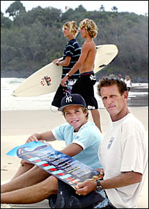 PHIL Arnott of the Surfrider Foundation with Fingal surfer Blake MacDonald and friends, displaying a proposed PHIL Arnott of the Surfrider Foundation with Fingal surfer Blake MacDonald and friends, displaying a proposed