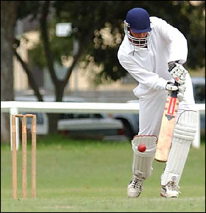 Tucabia?s Matthew Pigg plays one of his favourite shots, slapping a ball through the covers. Tucabia?s Matthew Pigg plays one of his favourite shots, slapping a ball through the covers.