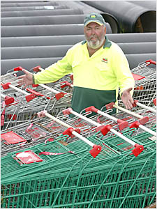 TWEED Shire Council depot co-ordinator with some of the shopping trolleys stored at the depot. D98261b TWEED Shire Council depot co-ordinator with some of the shopping trolleys stored at the depot. D98261b