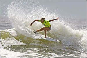 Stephanie Gilmore in action yesterday. Stephanie Gilmore in action yesterday.