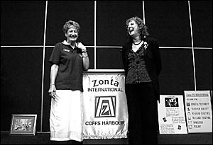 Zonta Coffs Harbour president Jenny Murchie and guest speaker Cath McKimm share a laugh at Zonta?s International Women?s Day br Zonta Coffs Harbour president Jenny Murchie and guest speaker Cath McKimm share a laugh at Zonta?s International Women?s Day br