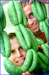 Mick Wassell and Paul Taylor of Calliope Village Meats show some Irish spirit with their unique St Patrick?s Day sausages. Mick Wassell and Paul Taylor of Calliope Village Meats show some Irish spirit with their unique St Patrick?s Day sausages.