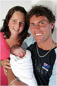 BABY BONUS: Brent and wife Belinda with their new daughter Zoe, who was born on the Gold Coast yesterday morning. BABY BONUS: Brent and wife Belinda with their new daughter Zoe, who was born on the Gold Coast yesterday morning.