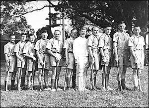 PIONEERS: Earliest picture of the Grafton 1946 men?s hockey representative team, taken at Fisher Park, from right, Ken Prince, PIONEERS: Earliest picture of the Grafton 1946 men?s hockey representative team, taken at Fisher Park, from right, Ken Prince,