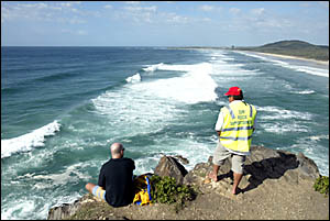 The spot where a Chinderah youth went missing on Saturday. The spot where a Chinderah youth went missing on Saturday.