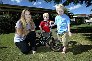 Tracii Lauder worries that her sons Codi (centre) and Milo might have to sacrifice some luxuries to cope with this week?s inter Tracii Lauder worries that her sons Codi (centre) and Milo might have to sacrifice some luxuries to cope with this week?s inter