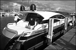 Pride of the fleet . . . the $4.1 million Pershing 62 at Coffs Marina Pride of the fleet . . . the $4.1 million Pershing 62 at Coffs Marina