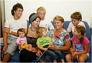 LYN Davison with (at back) Blake, Cohen and Zac and (front) granddaughter Malia, Megan, Phoebe and Danielle. LYN Davison with (at back) Blake, Cohen and Zac and (front) granddaughter Malia, Megan, Phoebe and Danielle.