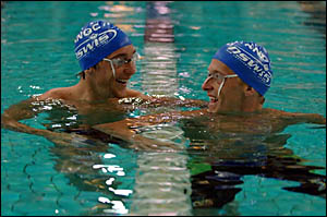 KINGSCLIFF pair Ethan Rolff and Hayden Stoeckel stunned the crowd at the Grand Prix swimming meet in Brisbane with a dead-heat KINGSCLIFF pair Ethan Rolff and Hayden Stoeckel stunned the crowd at the Grand Prix swimming meet in Brisbane with a dead-heat