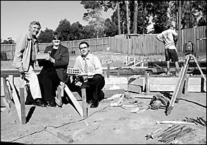 Keep the support coming ... Camp Quality?s Tom Strickland with ANZ Bank?s Sue and Patrick at the site of the house pro ject. Keep the support coming ... Camp Quality?s Tom Strickland with ANZ Bank?s Sue and Patrick at the site of the house pro ject.