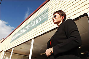Janice Battersby, co-owner of Johnno?s Quality Cars at Maclean, was in shock yesterday after thieves went on a destructive crim Janice Battersby, co-owner of Johnno?s Quality Cars at Maclean, was in shock yesterday after thieves went on a destructive crim