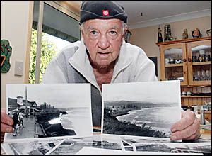 HISTORIAN Bill Stafford with old photos showing the way southern Gold Coast beaches used to be prior to walls and sand dredging HISTORIAN Bill Stafford with old photos showing the way southern Gold Coast beaches used to be prior to walls and sand dredging