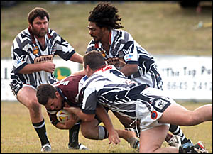 The Magpie defence swoops on an attacker The Magpie defence swoops on an attacker