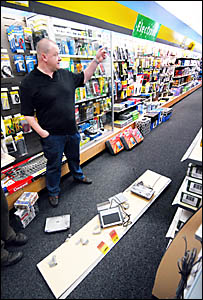 Andrew Lane after thieves visited Dick Smith Electronics Andrew Lane after thieves visited Dick Smith Electronics