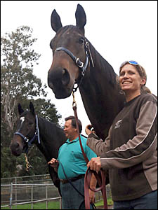 Cathie Donoghue with stable favourite In Under There Cathie Donoghue with stable favourite In Under There