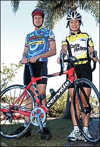 Local cyclists Daniel Alcock and Vanessa McDonald Local cyclists Daniel Alcock and Vanessa McDonald
