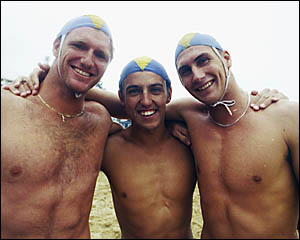 Nathan Meyer, right, and Trevor Hendy, left, congratulate Phil Clayton on winning the 2000 World Ironman Championship. Meyer Nathan Meyer, right, and Trevor Hendy, left, congratulate Phil Clayton on winning the 2000 World Ironman Championship. Meyer