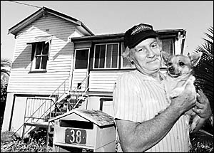 ARRG volunteer Paul Slessor outside his house with Peppy. ARRG volunteer Paul Slessor outside his house with Peppy.