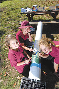 Raleigh Public School students Lauren Sale, Elen Smyth and Jamara Imrie have been hard at work painting Raleigh Public School students Lauren Sale, Elen Smyth and Jamara Imrie have been hard at work painting