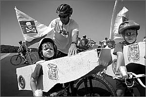 The Gilchrist family get into the spirit at PedalPower Picnic Day. The Gilchrist family get into the spirit at PedalPower Picnic Day.