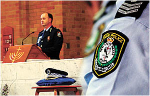 Superintendent Peter Barrie addresses police officers. Superintendent Peter Barrie addresses police officers.