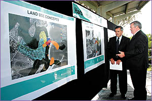 NSW Lands Minister Tony Kelly and Coffs Harbour mayor Keith Rhoades inspect the new Harbour plan now up for public comment. NSW Lands Minister Tony Kelly and Coffs Harbour mayor Keith Rhoades inspect the new Harbour plan now up for public comment.