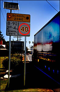 High-visibility flashing school zone signs are a welcome addition on the highway at Ulmarra. High-visibility flashing school zone signs are a welcome addition on the highway at Ulmarra.
