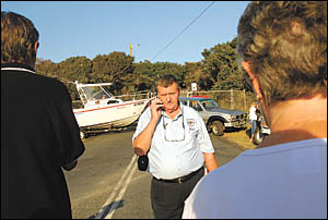 Coffs Deep Sea fishing Club president Ian Finn at the blockade Coffs Deep Sea fishing Club president Ian Finn at the blockade