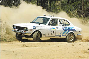 Nathan Quinn and his amazing 1970 RX2 Mazda attacks the course at last year?s Truss Me Nat Cap Rally in Canberra. Photo: NEI Nathan Quinn and his amazing 1970 RX2 Mazda attacks the course at last year?s Truss Me Nat Cap Rally in Canberra. Photo: NEI