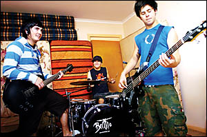 ROCK ON: Ben Whiting, left, Geoff Slingsby and Billy Donaldson from the Ballina band Brittle (formerly Brittle FX) think a conc ROCK ON: Ben Whiting, left, Geoff Slingsby and Billy Donaldson from the Ballina band Brittle (formerly Brittle FX) think a conc