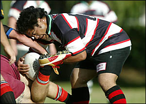 Coolangatta Tweed Heads forward BJTonga rips the ball out of the ruck during Saturday?s trial clash against Gatton. Coolangatta Tweed Heads forward BJTonga rips the ball out of the ruck during Saturday?s trial clash against Gatton.