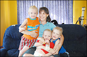 Tarja Kelly, of Lennox Head, with her three boys, from left, Matthew, 5, Nathanael, 20 months, and Sebastian, 5. The family wil Tarja Kelly, of Lennox Head, with her three boys, from left, Matthew, 5, Nathanael, 20 months, and Sebastian, 5. The family wil