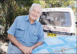 FOUNDING FATHER: Darcy Goodwin with one of the Five Loaves Mobile Soup Kitchen vans which deliver food to hungry people from Mu FOUNDING FATHER: Darcy Goodwin with one of the Five Loaves Mobile Soup Kitchen vans which deliver food to hungry people from Mu