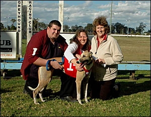 CUNNING CANINE: The Humphrey family with Calladot after winning a double at Casino last Friday. Picture: LISA VANDERSTOK CUNNING CANINE: The Humphrey family with Calladot after winning a double at Casino last Friday. Picture: LISA VANDERSTOK