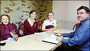 MEETING: (From left) Joan Roots of CWA NSW, Jessica Haley, 17, Keeghan Silcock, 17, and Marshall Fittler of Regional Community MEETING: (From left) Joan Roots of CWA NSW, Jessica Haley, 17, Keeghan Silcock, 17, and Marshall Fittler of Regional Community
