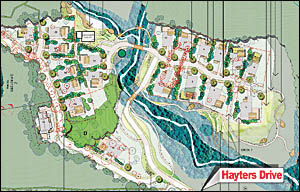 DEVELOPMENT SITE: Map showing two-thirds of the proposed development at the end of Hayters Drive at Suffolk Park. DEVELOPMENT SITE: Map showing two-thirds of the proposed development at the end of Hayters Drive at Suffolk Park.