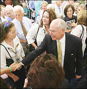 PRESSING THE FLESH: Prime Minister John Howard meets with the large crowd after afternoon tea at the South Grafton Ex-Serviceme PRESSING THE FLESH: Prime Minister John Howard meets with the large crowd after afternoon tea at the South Grafton Ex-Serviceme