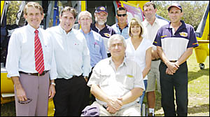 HIGH-FLYERS: Celebrating the 25th anniversary of the Westpac Life Saver Rescue Helicopter Service are (from left) Ballina MP Do HIGH-FLYERS: Celebrating the 25th anniversary of the Westpac Life Saver Rescue Helicopter Service are (from left) Ballina MP Do