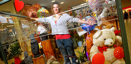 Missing ... Kylie Lewin stands where the giant teddy should be. PHOTO: BRUCE THOMAS Missing ... Kylie Lewin stands where the giant teddy should be. PHOTO: BRUCE THOMAS