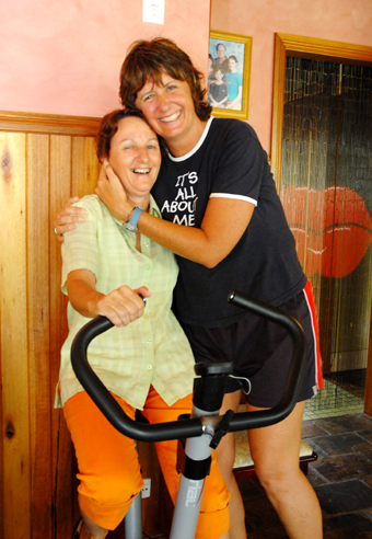 Inspirational ... Annette Vidler and Leeann Lloyd are ready for the Jetty Swim on February 24. PHOTO: BRUCE THOMAS Inspirational ... Annette Vidler and Leeann Lloyd are ready for the Jetty Swim on February 24. PHOTO: BRUCE THOMAS