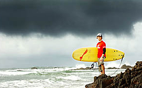 Nathan Folkes, of Byron Bay's rain-hit Mojosurf and Dolphin Kayaking, is praying for a sunny, tourist-filled summer. Nathan Folkes, of Byron Bay's rain-hit Mojosurf and Dolphin Kayaking, is praying for a sunny, tourist-filled summer.