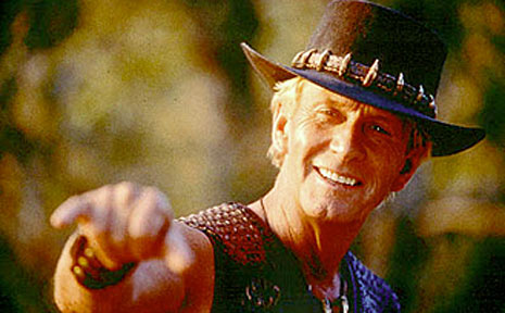 Paul Hogan in the blockbuster hit Crocodile Dundee. Paul Hogan in the blockbuster hit Crocodile Dundee.