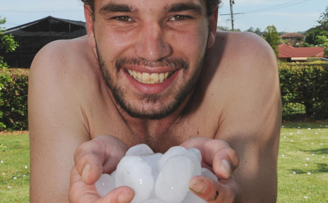 Northern Rivers' local Eli Morris saves a boy from hailstones. Northern Rivers' local Eli Morris saves a boy from hailstones.