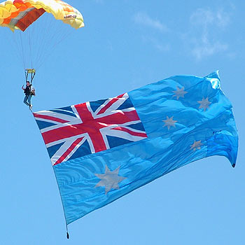 Now that’s a flag – the Coolum Ramblers sky-diving display has been a highlight at Coolum’s Australia Day festivities. Photo: Mike Garry Now that’s a flag – the Coolum Ramblers sky-diving display has been a highlight at Coolum’s Australia Day festivities. Photo: Mike Garry