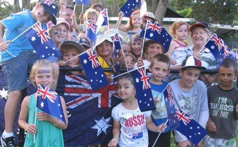 Children get into the Australia Day spirit at celebrations at New Brighton. Children get into the Australia Day spirit at celebrations at New Brighton.