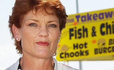 Pauline Hanson as she appeared on the Queensland election hustings in 2009. Pauline Hanson as she appeared on the Queensland election hustings in 2009.