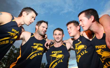 Ipswich Eagles unveil their new leadership group (from left) Glenn Wright, Aaron Fortescue, Matt Gordon, Shaun Green and Glen Jackwitz. Ipswich Eagles unveil their new leadership group (from left) Glenn Wright, Aaron Fortescue, Matt Gordon, Shaun Green and Glen Jackwitz.