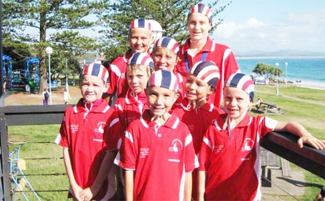 These fine young athletes are members of the Byron Bay Nippers team which competed at the State titles at Swansea-Belmont. They are Toby McMullen, Brady Fuhrmann, Curtis Cloak, Riley Buckland, Jy Timperley, Georgina Cason, Josh Brown and Isabelle McMullen. The under 8 wade relay team reached the final and Josh Brown won bronze in the under 12 surf race. He also got a fourth in the ironman event. These fine young athletes are members of the Byron Bay Nippers team which competed at the State titles at Swansea-Belmont. They are Toby McMullen, Brady Fuhrmann, Curtis Cloak, Riley Buckland, Jy Timperley, Georgina Cason, Josh Brown and Isabelle McMullen. The under 8 wade relay team reached the final and Josh Brown won bronze in the under 12 surf race. He also got a fourth in the ironman event.